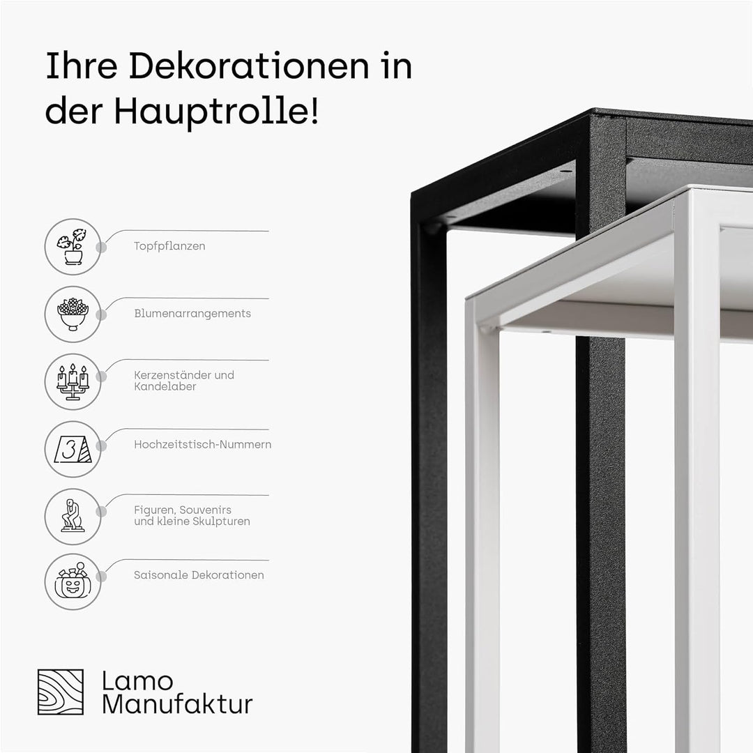 LAMO Manufaktur Blumenständer Metall Schwarz 68 cm | Pflanzensäule für Innenräume - Wohnzimmer, Schl