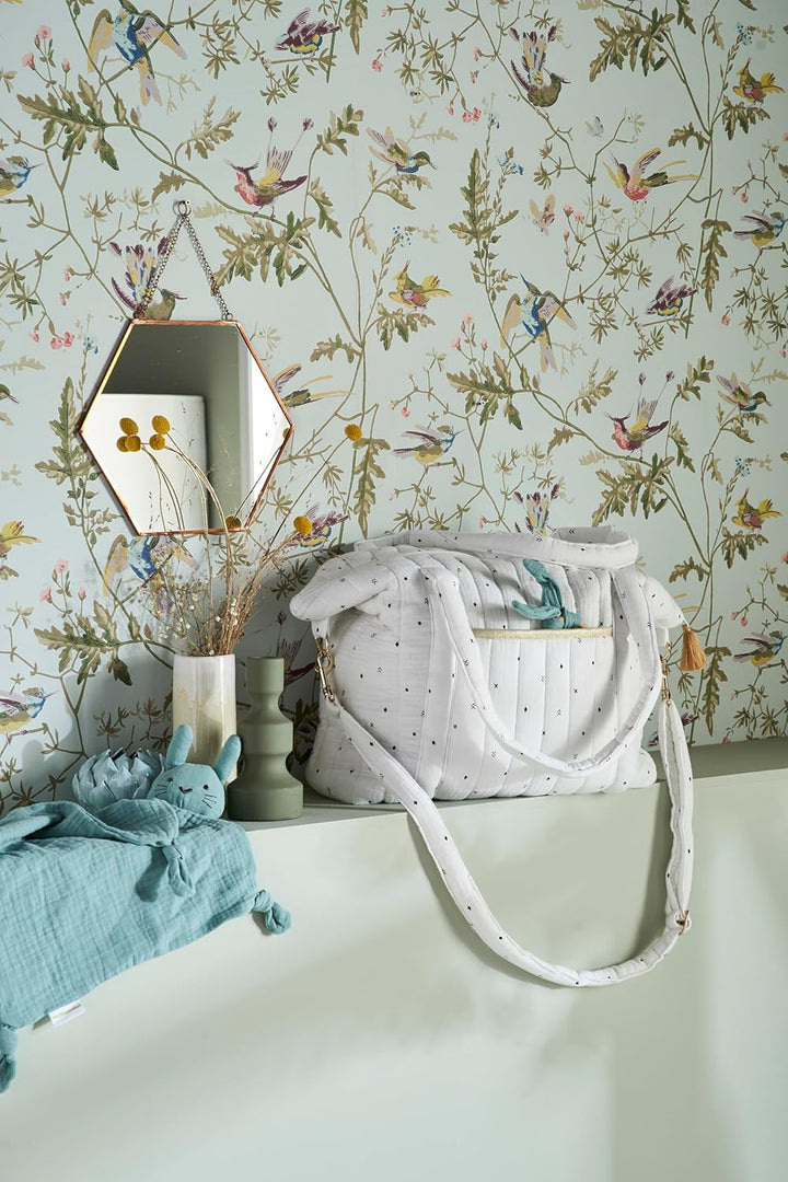 VERTBAUDET Wickeltasche,Plume" wollweiss bedruckt ONE SIZE