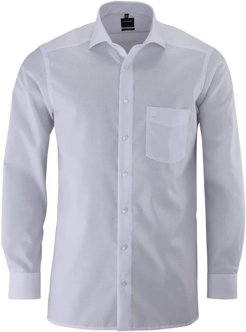 OLYMP Luxor modern fit Hemd Haifisch Kragen Langarm Popeline weiss 45 Weiss, 45 Weiss