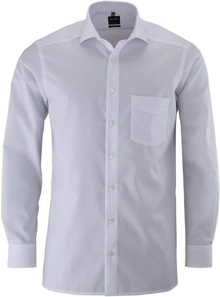 OLYMP Luxor modern fit Hemd Haifisch Kragen Langarm Popeline weiss 45 Weiss, 45 Weiss