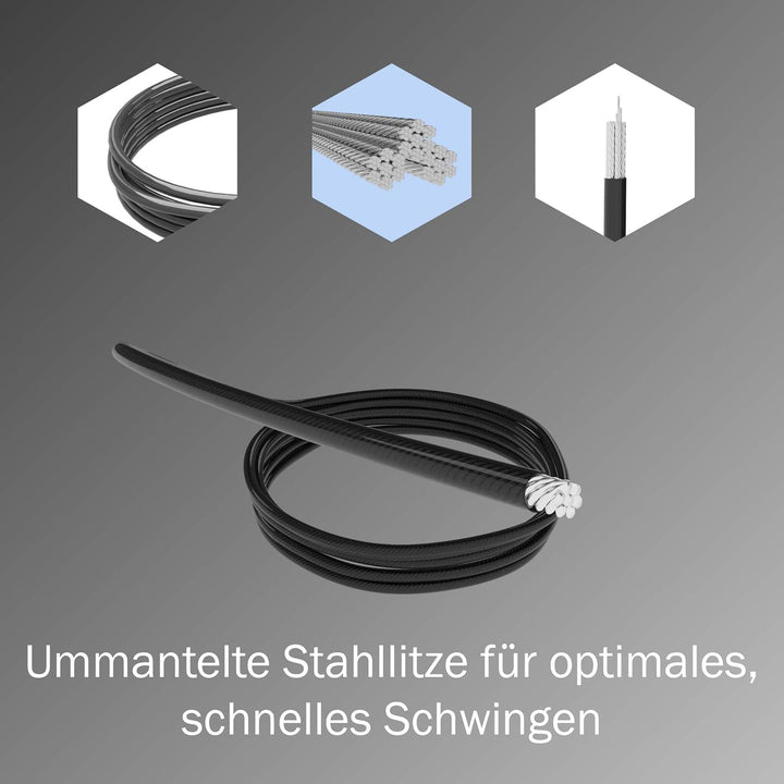 Springseil Profi mit 3D-Kugellager | Speedrope für Double-Unders mit Drahtseil | Optimal für Fitness