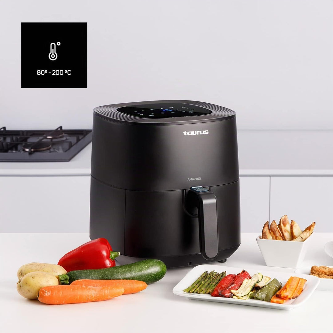 Heissluftfritteuse | ohne Öl | 5,5 l | 800 g Kartoffeln | 8 Programme | Touchscreen | Timer | bis 20