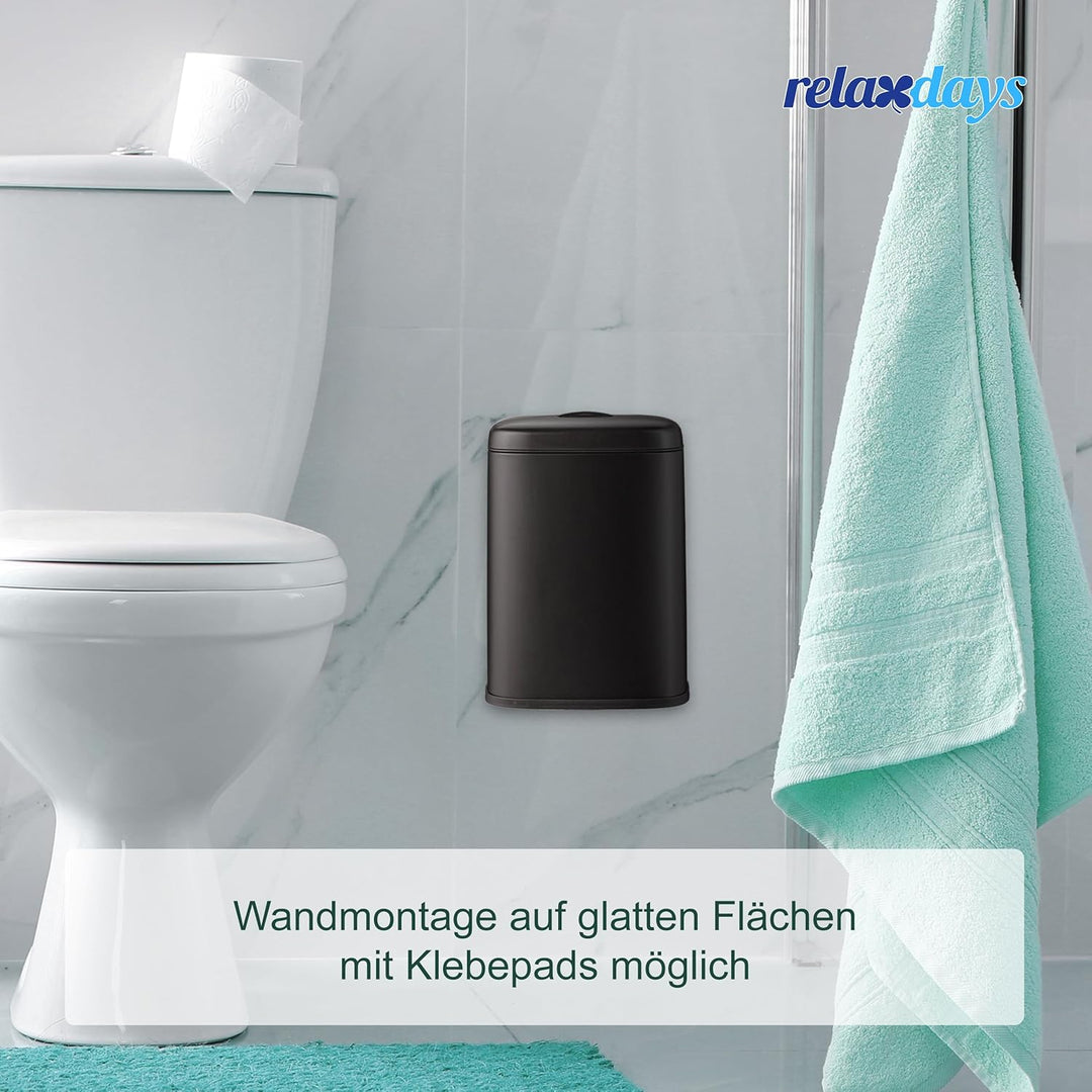 Relaxdays Mülleimer Wandmontage, 5 Liter, Einhängen oder Kleben, Inneneimer, Küchenabfalleimer, Badm