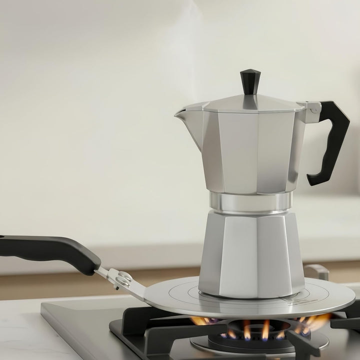 Induktion Adapterplatte für Moka, Edelstahl Gasherd-Diffusorplatte 13cm, Induktionskochteller Adapte