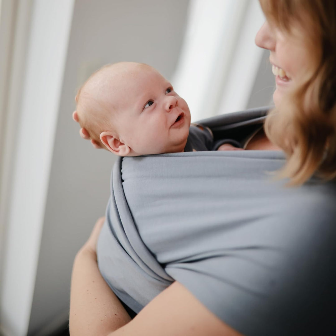 Mushie Tragetuch für Neugeborene &amp; Babys | 100% Bio-Baumwolle | Mit einer integrierten Tasche | von
