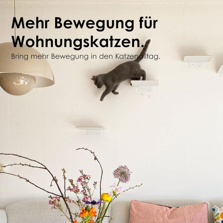 LucyBalu® STEPS Katzentreppe Wand Innen &amp; Aussen 3er Set | Katzen Kletterwand | Wandpark für Katzen