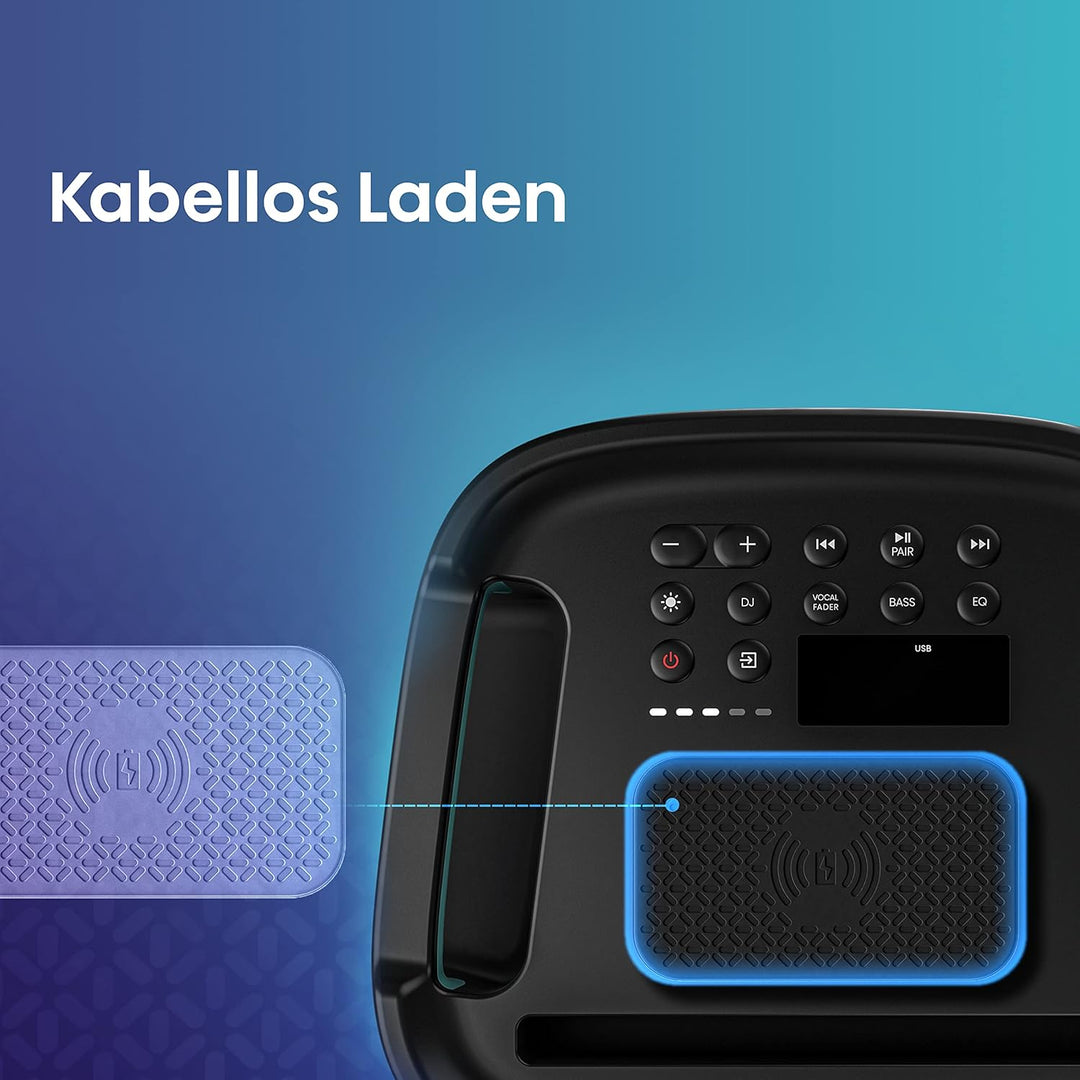 Hisense HP 110 Party Rocker One Plus- Tragbarer Party Lautsprecher mit Karaoke Modus inkl. 2 Mikrofo