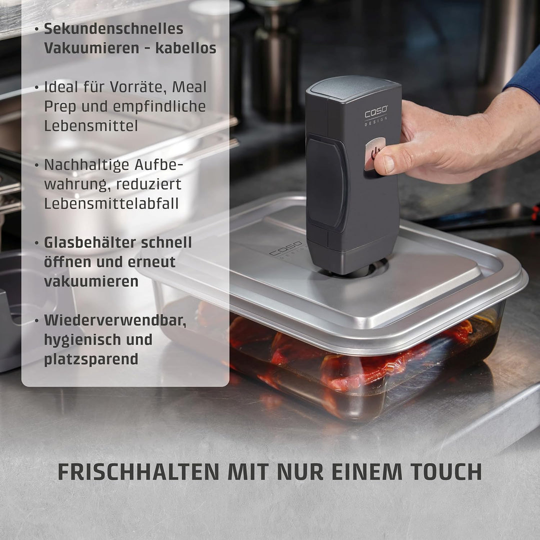 CASO Vacu OneTouch Pro Set - kabelloser Handvakuumierer mit umfangreichem Zubehör, Vakuumiergerät mi