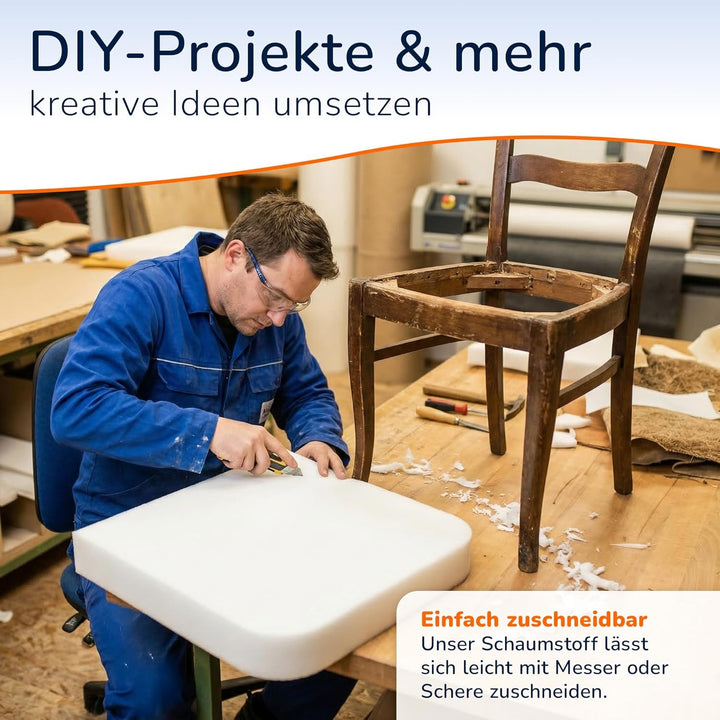 MSS e.K. Schaumstoffplatte Polster Auflage Topper - 200 x 70 x 9 cm - RG27/45 9 cm 70 x 200 cm, 9 cm