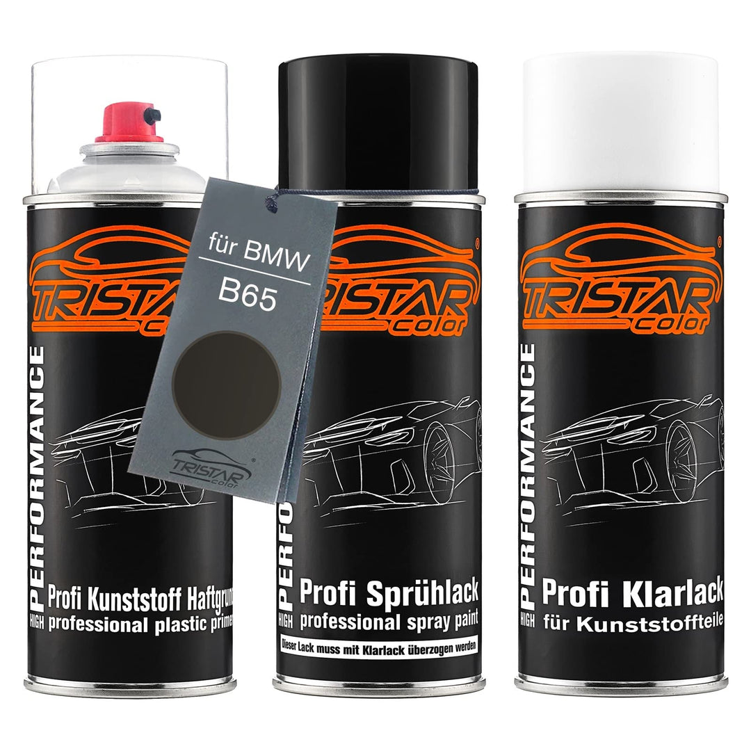 TRISTARcolor Autolack Spraydosen Set für Kunststoff Stossstange für BMW B65 Jatoba Metallic Haftgrun