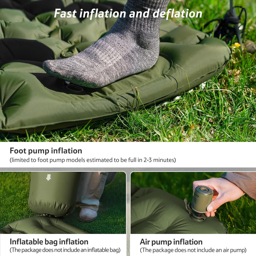 Naturehike Isomatte Camping, Ultraleicht Camping Luftmatratze mit Fusspumpe, Integrierte Luftpumpe i