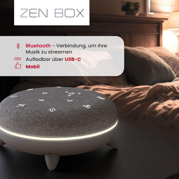 TERRAILLON - Zen Box, Entspannungshilfe, Geräuschmaschine, weiss, mit 7 beruhigenden Sounds, Streami