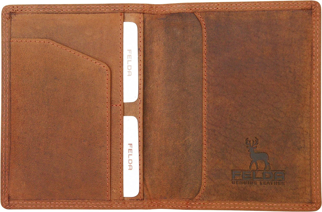 FELDA - Reisepasshülle aus Leder - Bordkartenfach & RFID-Blocker - in Geschenkschachtel