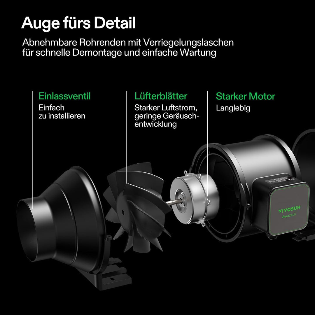 VIVOSUN AeroZesh S4 Rohrventilator 100 mm, 353 m³/h Abluftventilator mit E12-Geschwindigkeitsregler,
