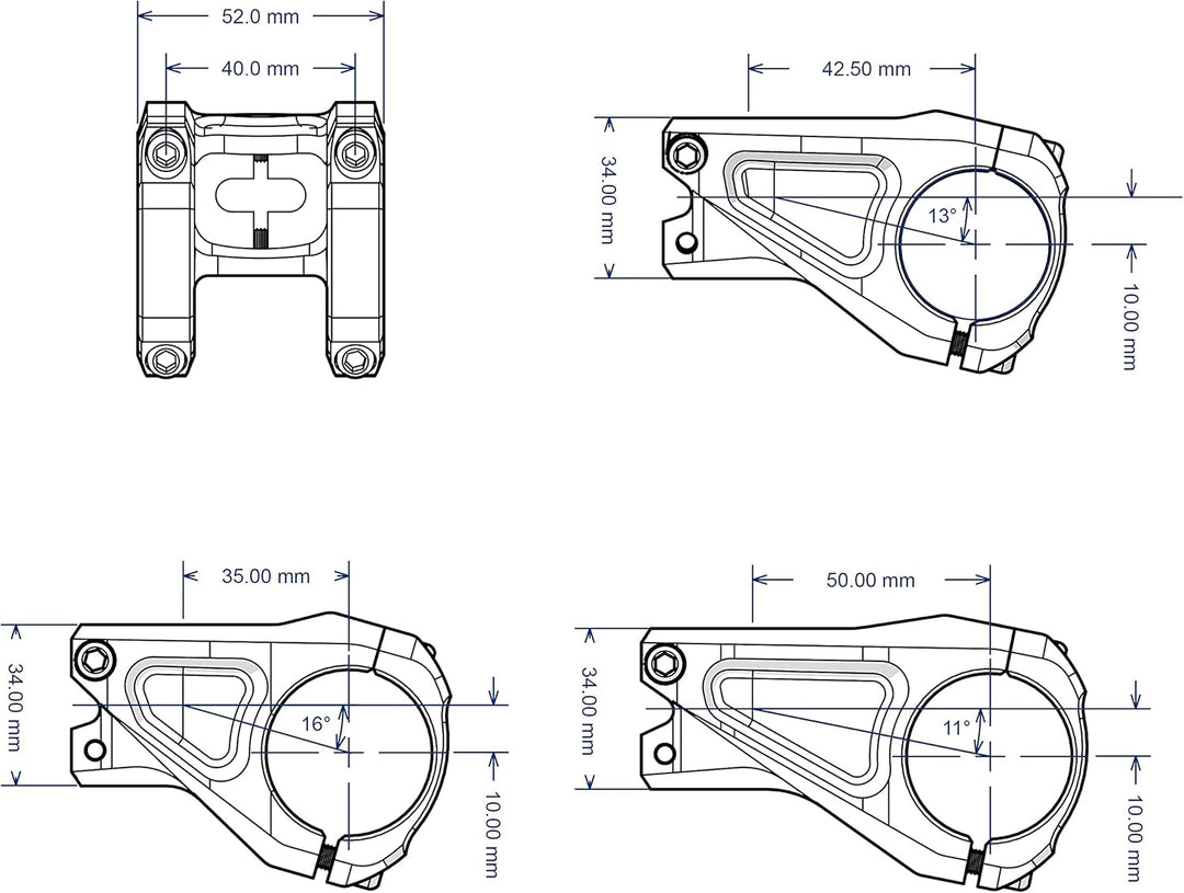 FUNN Equalizer Fahrradvorbau mit 10mm Gefälle oder Steigung, 31.8mm Lenkerklemme 35mm Grau, 35mm Gra