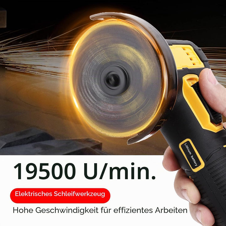 Akku Winkelschleifer, 21V Akku Schneidmaschine mit 2 wiederaufladbaren Akkus, Mini Fliesenschneider