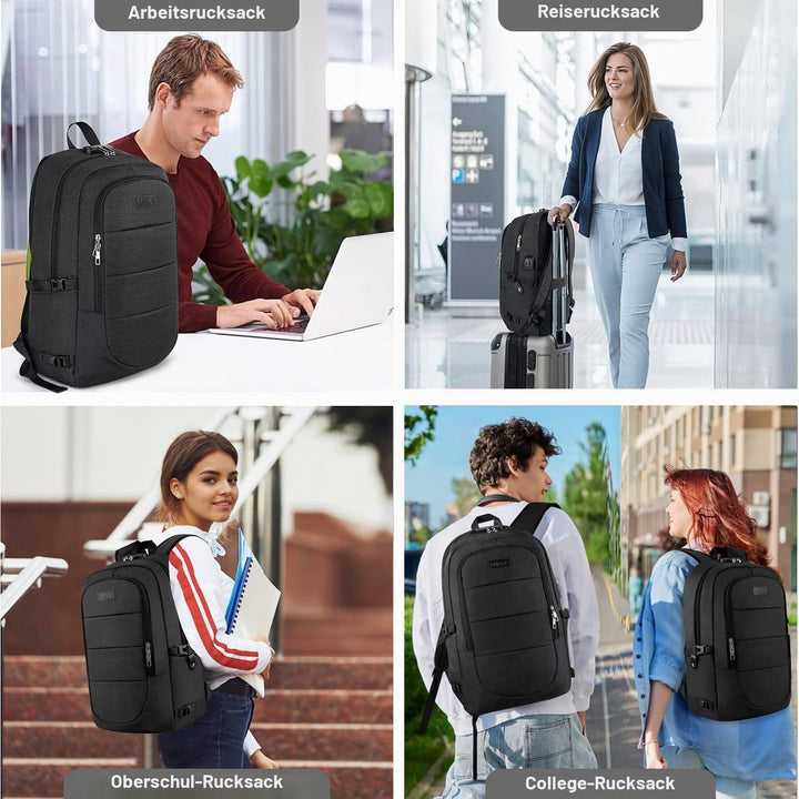 AMBOR Laptop Rucksack Herren, 17,3 Zoll Business Wasserdichter Rucksack Tasche mit USB Port&Schloss