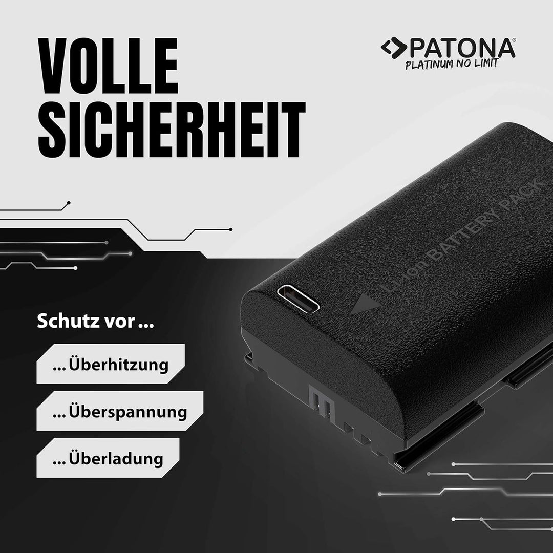 PATONA 2X Platinum Akku LP-E6P LP-E6NH 2600mAh USB-C Eingang Ersatzakku kompatibel mit Canon EOS R7