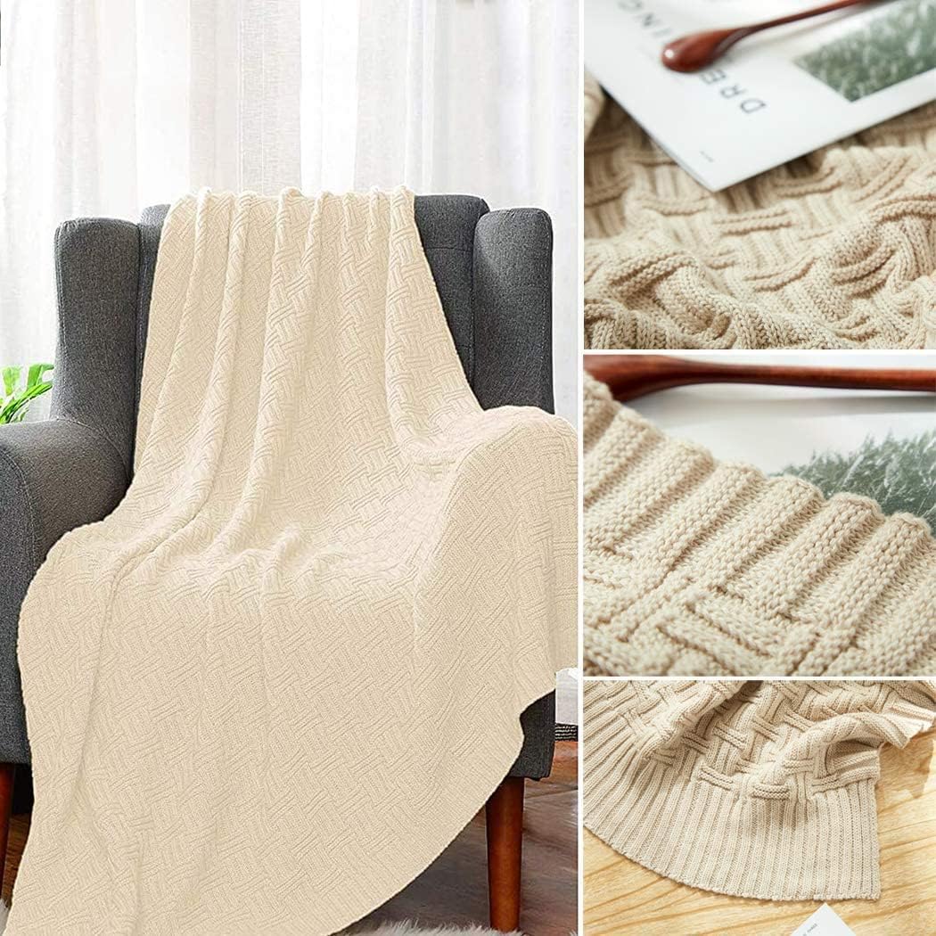 OROOTL Kuscheldecke Strickdecke 100% Baumwolle Weich Sofadecke 130x180cm Schlafdecke für weiches Sof