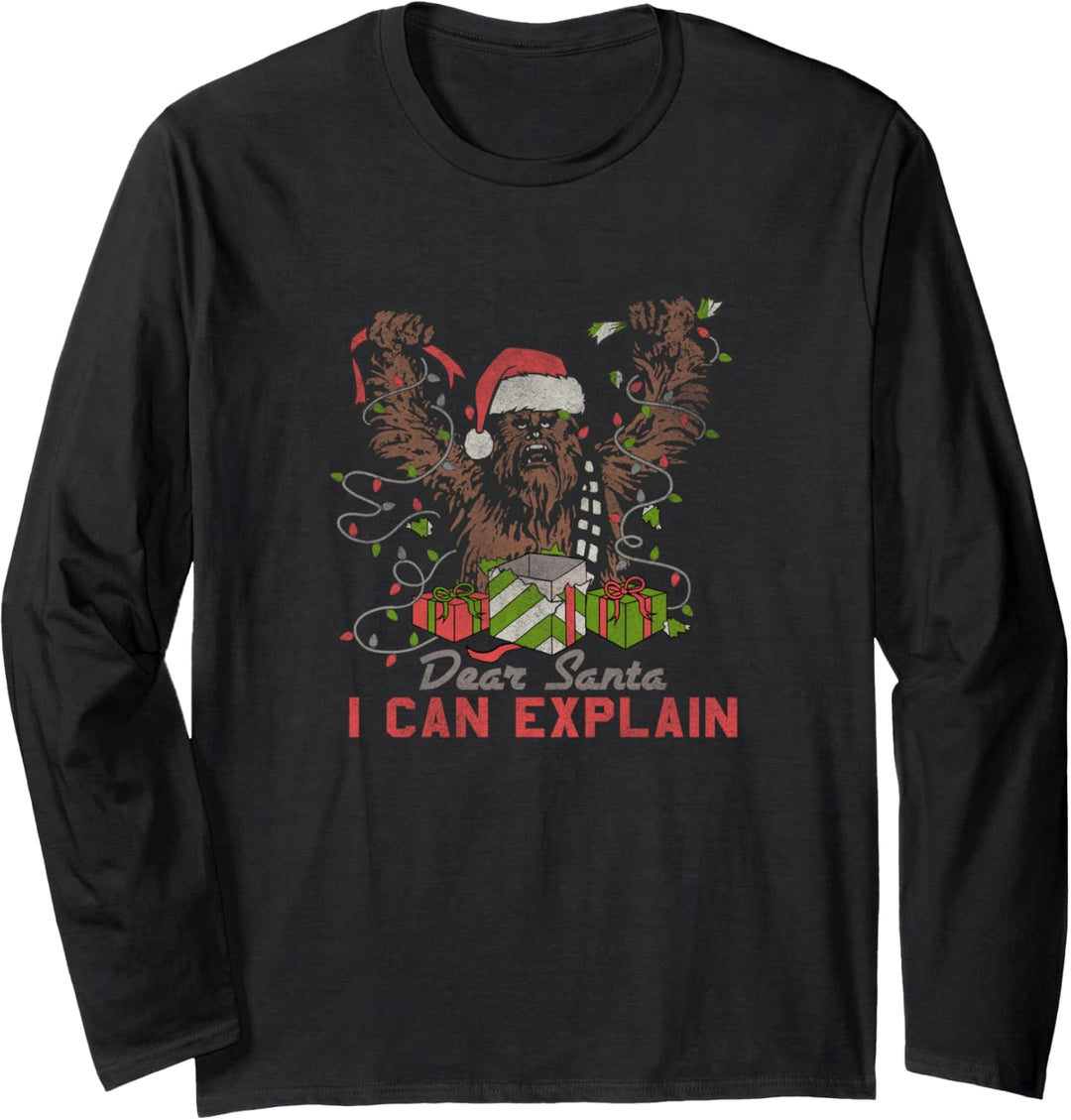 Star Wars Christmas Santa Chewbacca Dear Santa I Can Explain Langarmshirt