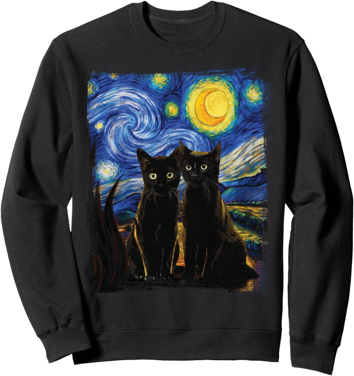 Starry Night Vincent van Gogh berühmte Malerei Schwarze Katzen Sweatshirt