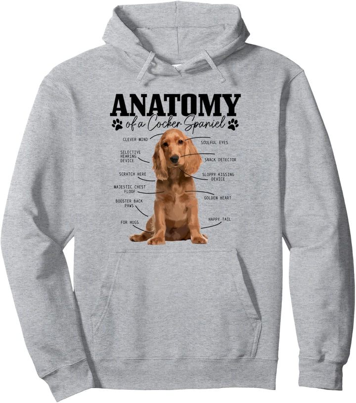 Cocker Spaniel Anatomie Lustig Niedlich Hund Cocker Spaniel Mama Papa Pullover Hoodie