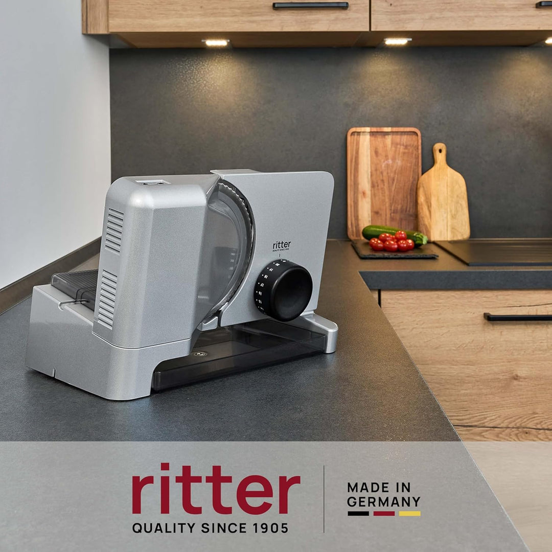 ritter Allesschneider E 16, elektrischer Allesschneider mit ECO-Motor, made in Germany, Silbermetall