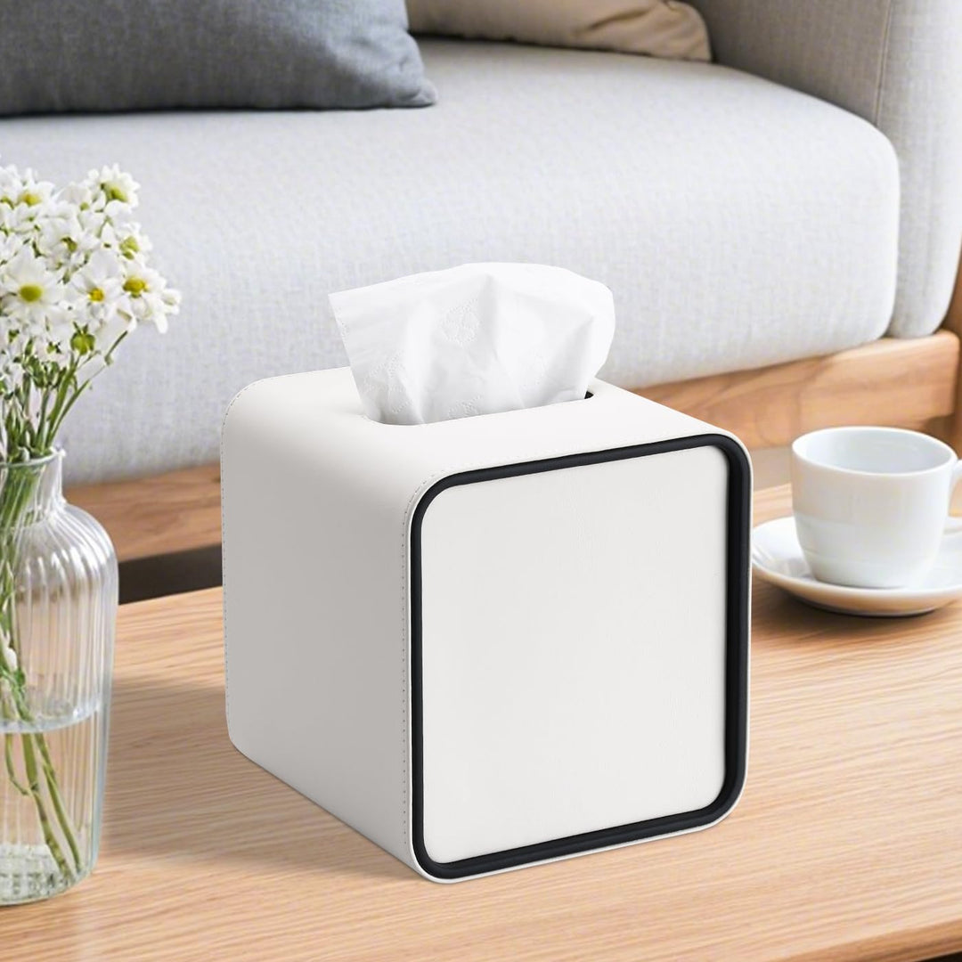 GORESE Taschentuchbox,Leder Quadratische Kosmetiktücherbox Papiertaschentuchhalter Taschentuchspende