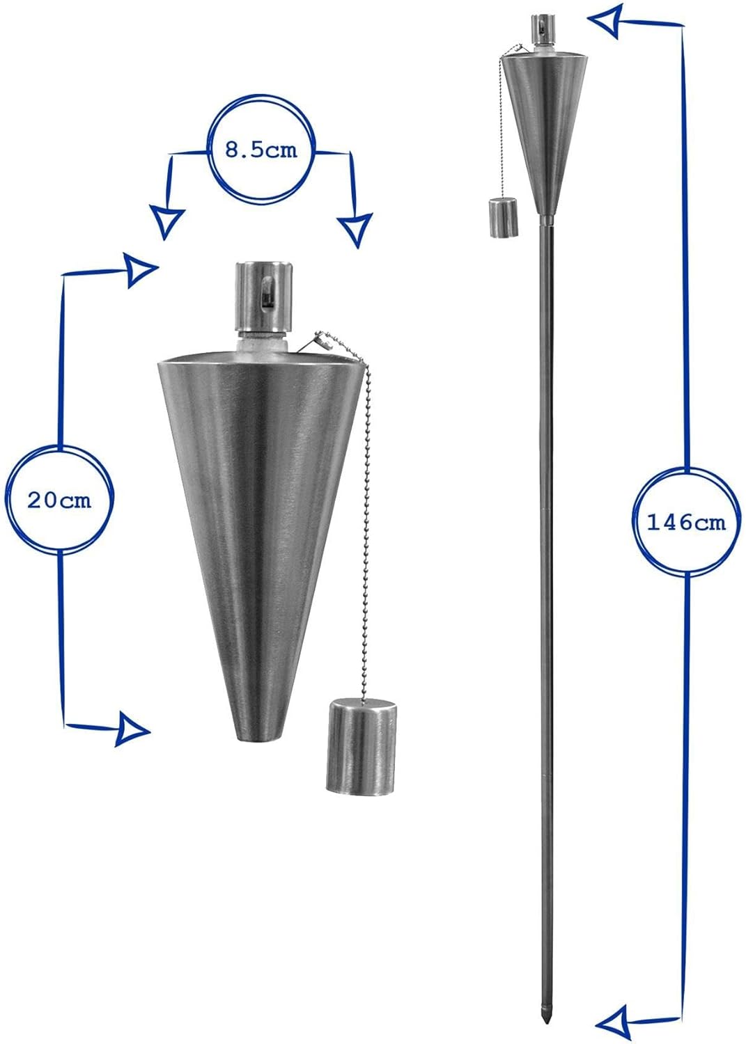 Harbour Housewares Gartenfackel - Paraffin-/Ölfackel - Dreieckiges Design - 1460 mm - 6 Stück