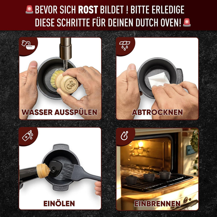 Dutch Oven Set Mini –6x 300 ml Gusseisen Mini Topf mit Deckel–bereits eingebrannter Mini Dutch Oven–
