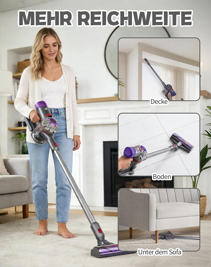 Verlängerungsrohr für Dyson V7 V8 V10 V11 V15 –Ersatz-Rohr aus Aluminium, Schnellverschluss, Robust