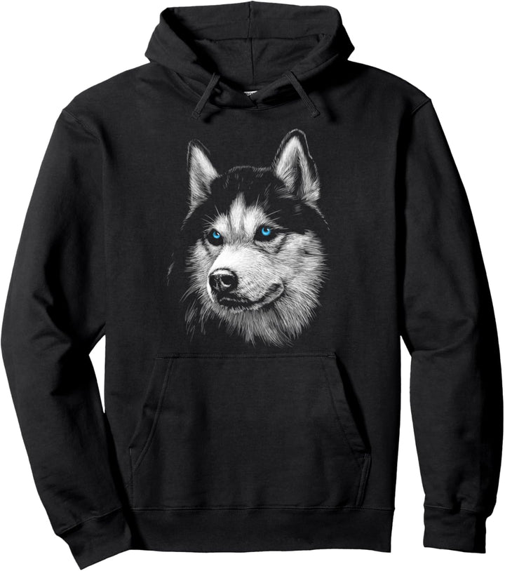 Siberian Husky Hund Blaue Augen Moderne Minimal Tier Kunst Pullover Hoodie
