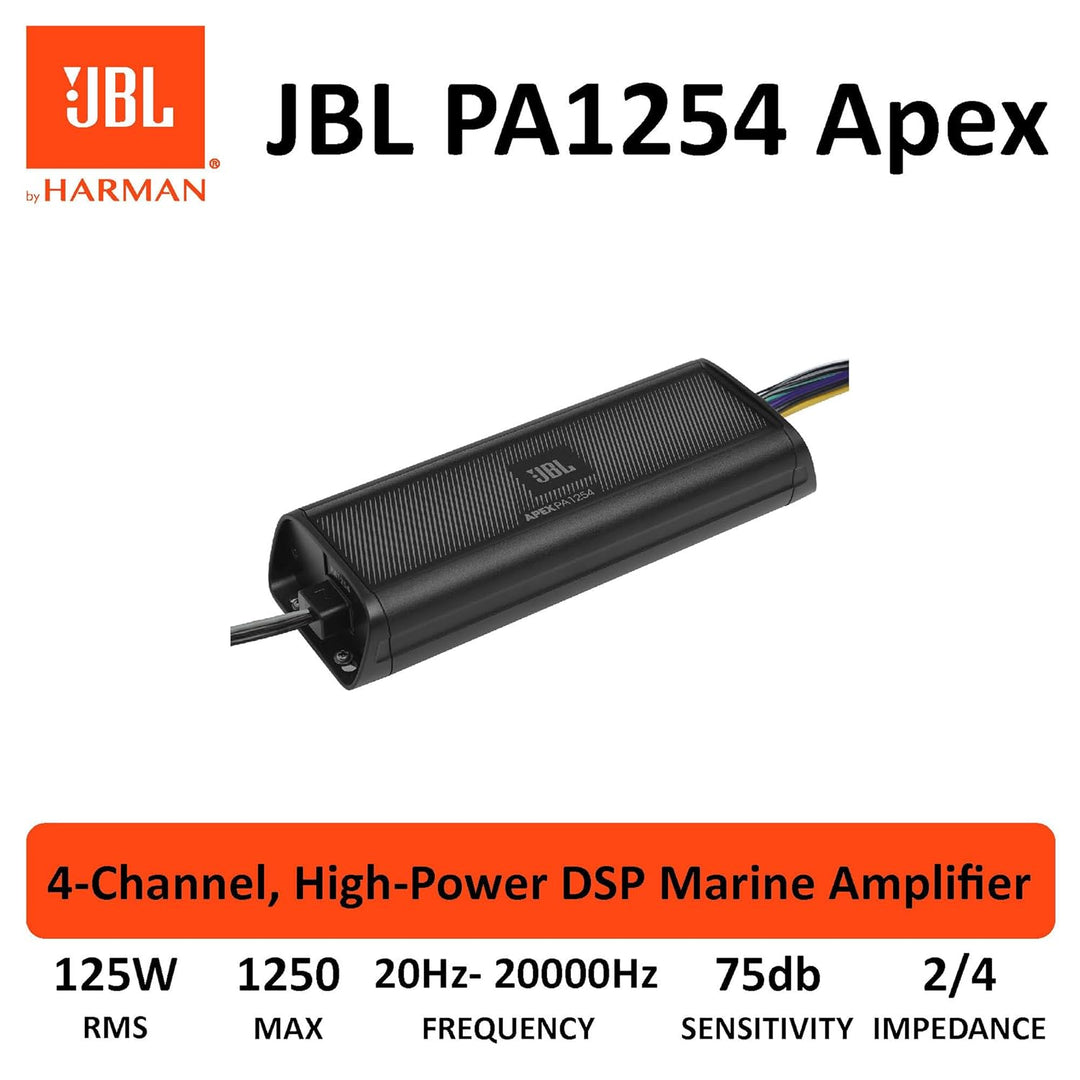 JBL APEX PA1254-4 Kanal Verstärker 1250 Watt - Ultrakompakter und Leistungsstarker Auto & Boot Mini