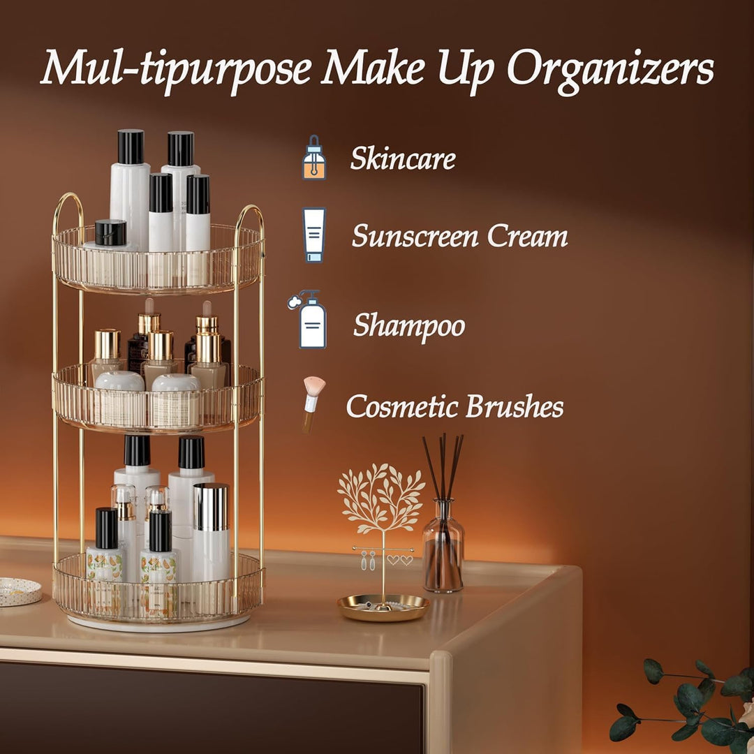 Make Up Kosmetik Organizer, 360° Drehbar Grosse Kapazität Kosmetik Organizer, Multifunktionaler Kosm