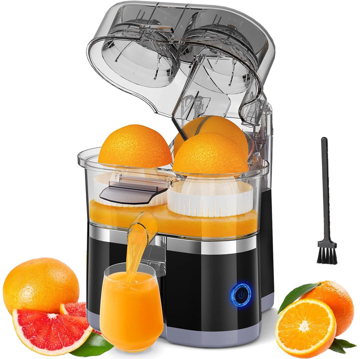Zitruspresse Elektrisch, 100 Watt Doppelkopf Saftpresse, Zitronenpresse, Orangenpresse, Limettenpres