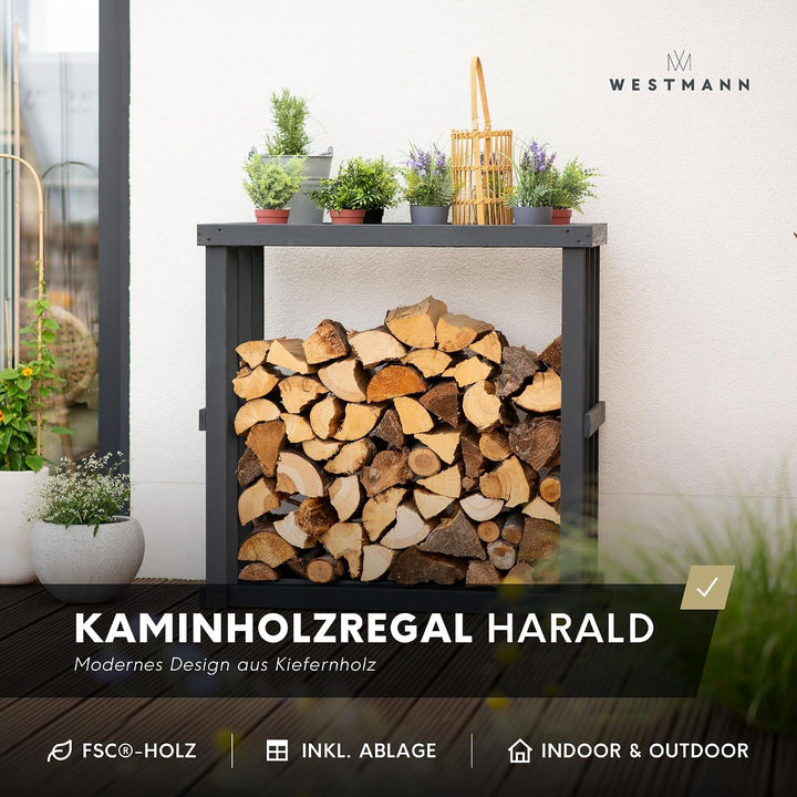 WESTMANN Kaminholzregal Harald 52x108x106 cm Kiefernholz Brennholzregal