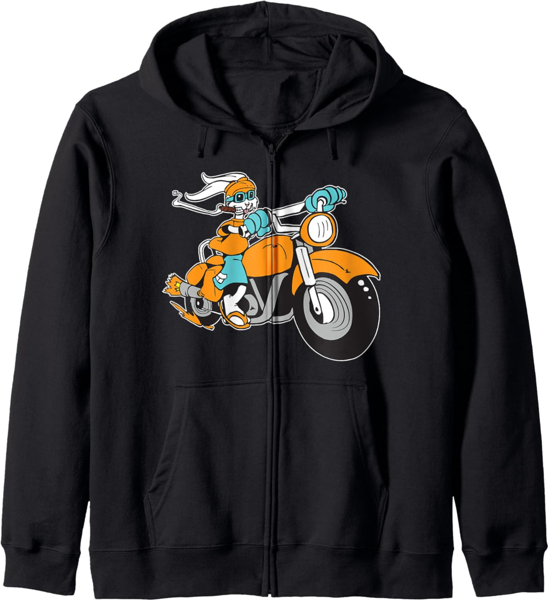 Rauchender Hase Motorrad Motorradfahrer Kaninchen Raucher Kapuzenjacke