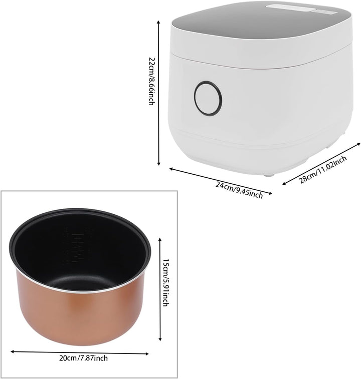 Elektrischer Mini Reiskocher 5L Multikocher mit 24h Timer, Antihaft-Innentopf und Dampfkorb, kompakt