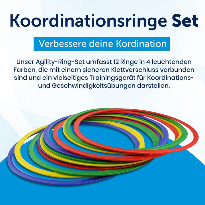 Koordinationsringe-Set 12 Ringe inkl. Tasche | Training für Fussball | Agility für Hunde | Home Trai