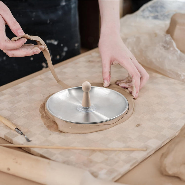 3 Sets Runde Töpferformen für Keramik mit Holzgriff &amp; Edelstahlbasis (14/17/20 cm) Slump Formen Ton-