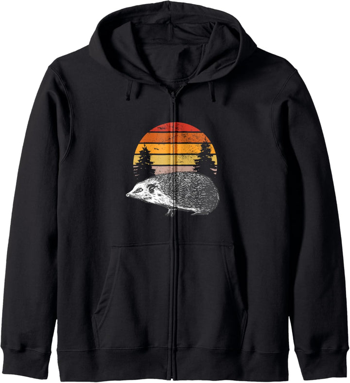 Igel Retro Wald Tiere Geschenkidee Hedgehog Tierfans Kapuzenjacke