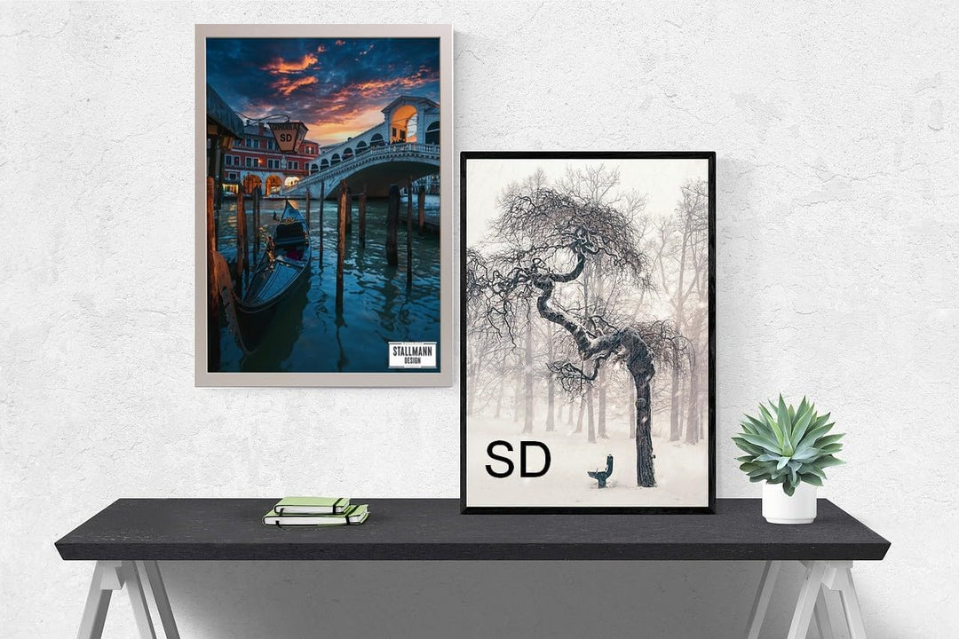 Stallmann Design Bilderrahmen 70x100 cm grau Holz mit Acrylglas Rahmen-Breite 20mm Posterrahmen Wech