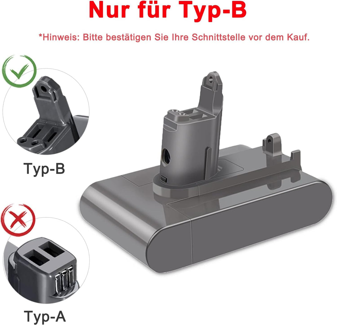 KUNLUN 3500mAh DC34 Ersatzakku für Dyson DC45 Akku Dyson Typ B Animal DC35 DC44 DC31 DC56 DC57 Staub