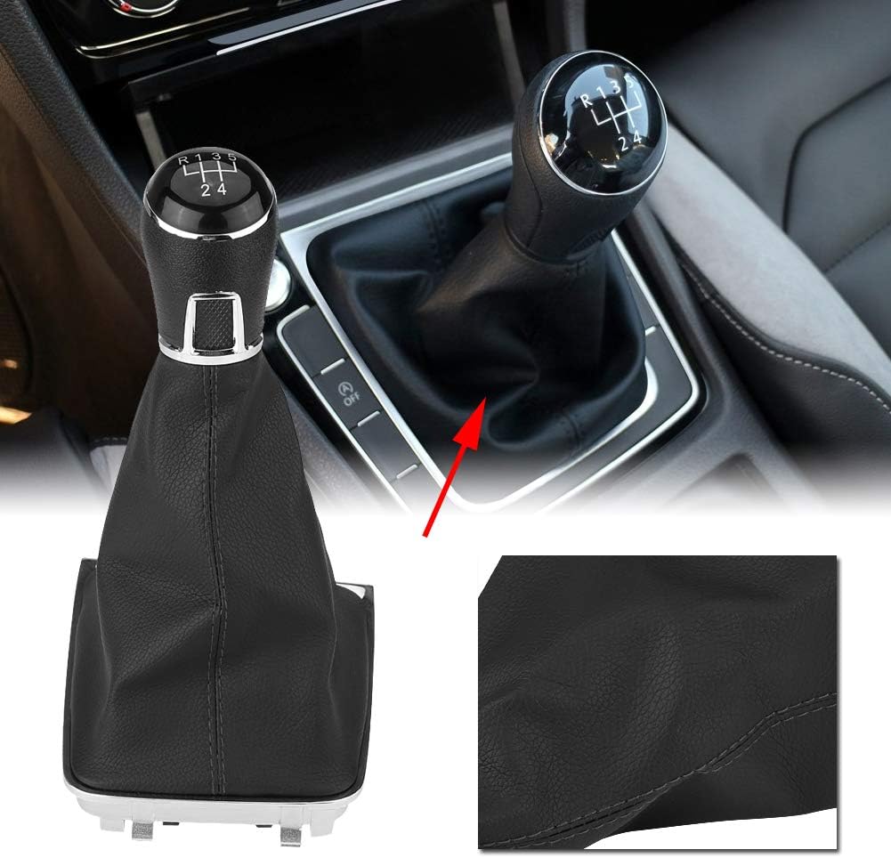 Minyinla 5 Gang Auto Schalthebel Schaltknauf + Gamaschen Manschette Abdeckung Ersatz für Golf 7 MK7