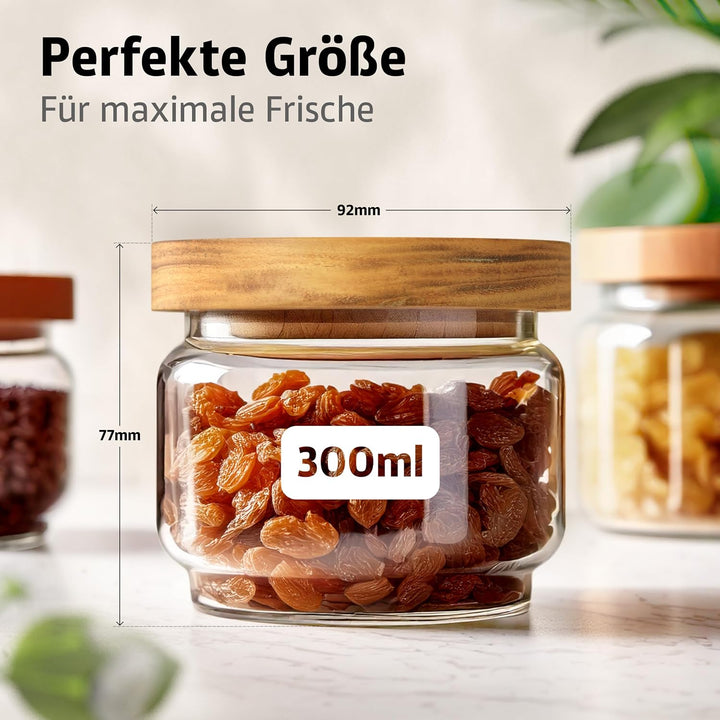 ElbFuchs® Vorratsgläser mit Deckel luftdicht NEU | 4x 300ml [BPA-FREI & MOTTENSICHER] Vorratsdosen a
