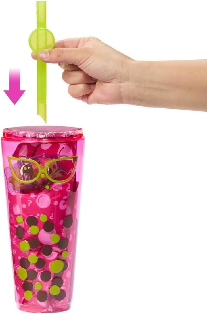 Barbie Pop Reveal Bubble Tea Serie Puppe und Zubehör, duftende Berry-Bliss-Modepuppe mit Haustier, 8