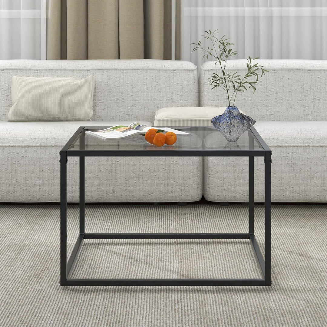GIANTEX Couchtisch Glas Metall, Glastisch Kaffeetisch Teetisch mit Hartglasplatte, Wohnzimmertisch m