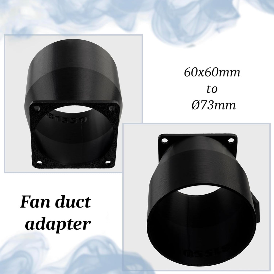 AERZETIX Quadratisch-Rund-Adapter für Luftstrom für Lüftungskanal 60x60 mm Ø73 mm aus ABS-Kunststoff