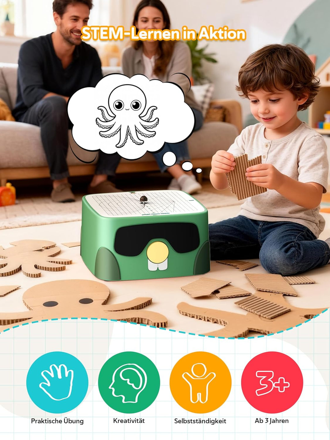 Kartonschneider Kinder, Sicheres DIY-Set mit Kartonschneider für Kinder ab 3 Jahren, Karton & Pappe,