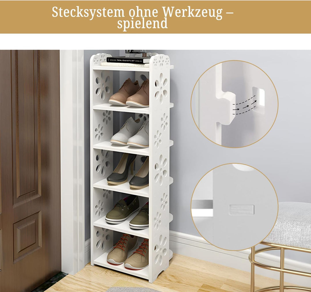 Dripex Schuhregal Standregal 5 Ablagen Schuhablage Schuhständer Schuhschrank multifunktional Standre